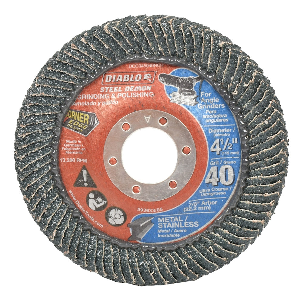 Disco de lija flap 4-1/2" con diseño de filo en las esquinas grano 40 - Diablo (Nuevo)