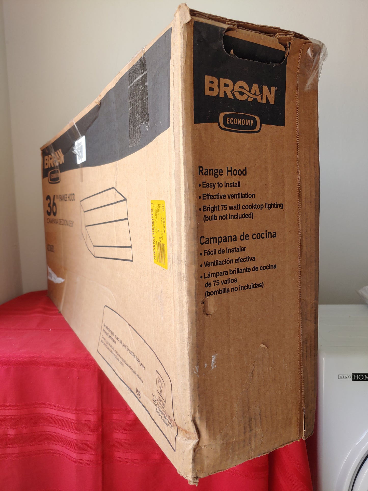 Campana de cocina de 36" con extractor y luz - Broan (Nuevo, caja abierta)