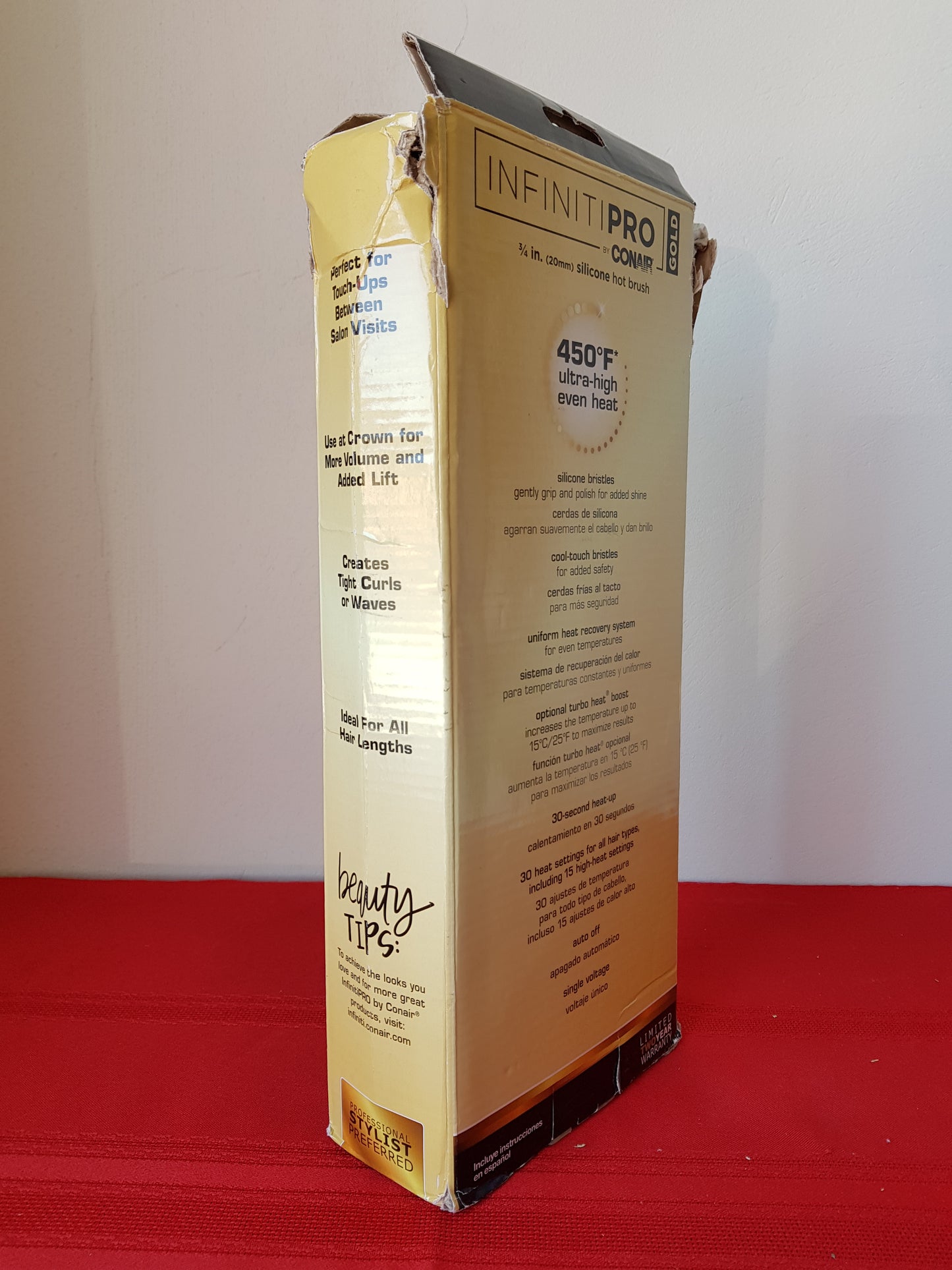 Cepillo caliente con cerdas de silicón - CONAIR InfinitiPro Gold (Nuevo, caja abierta)