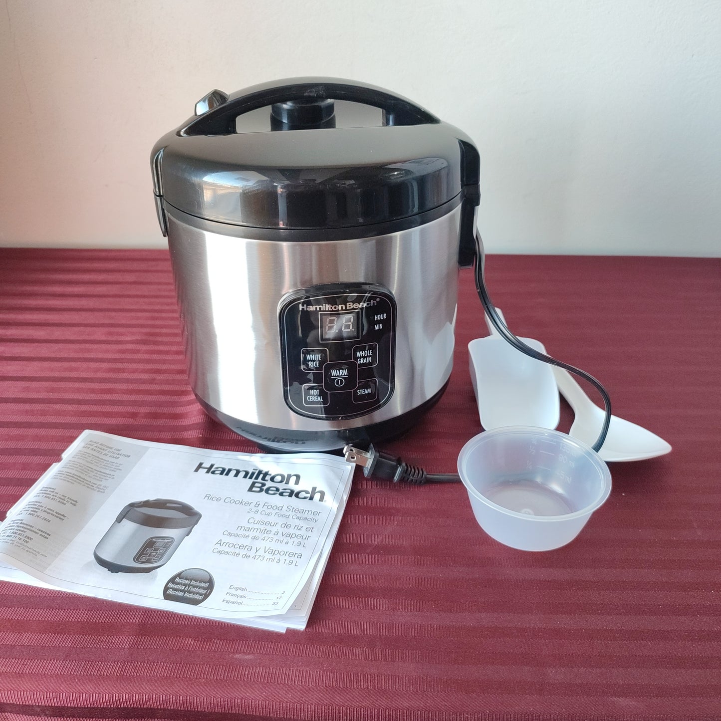 Arrocera digital multifuncional de 8 tazas cocidas - Hamilton Beach (Nuevo, pequeño detalle estético)