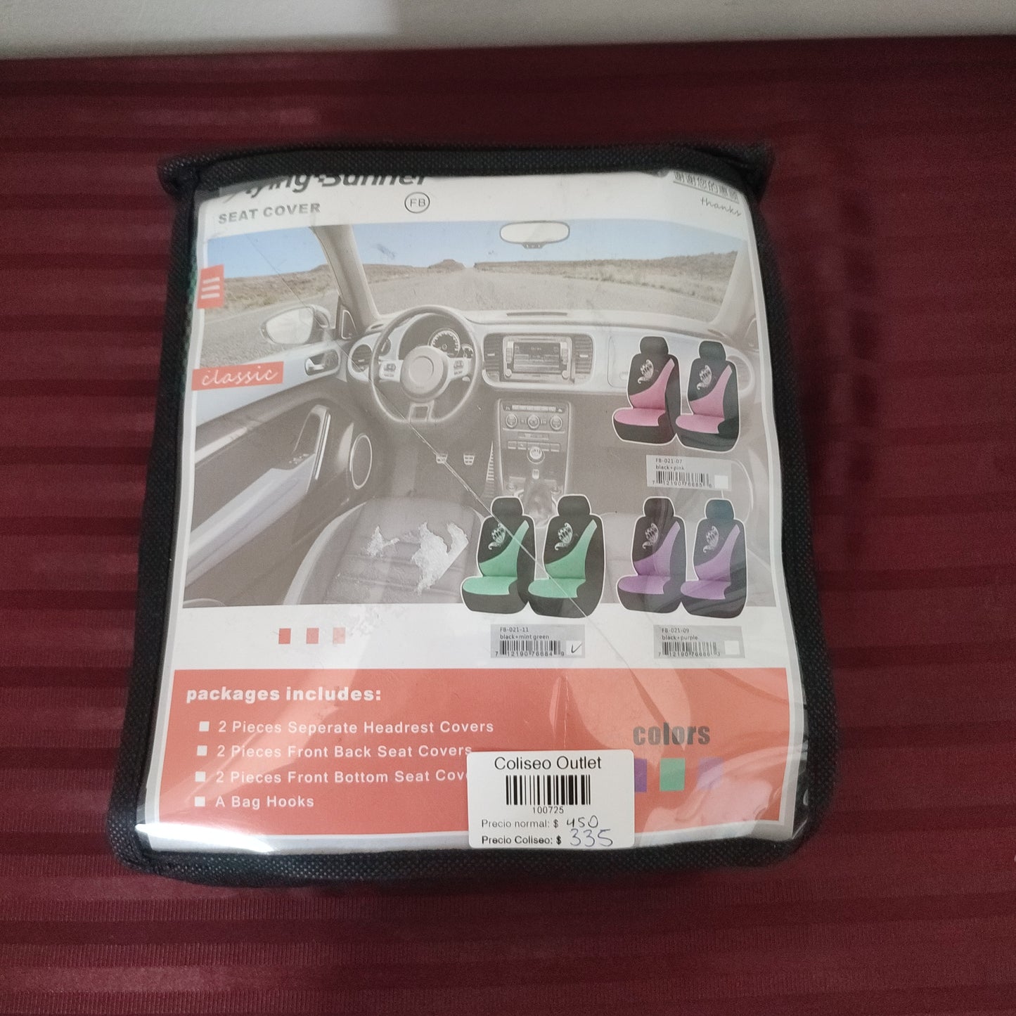 Juego de cubreasientos universal para asientos delanteros color verde con negro - Flying Banner (Nuevo)