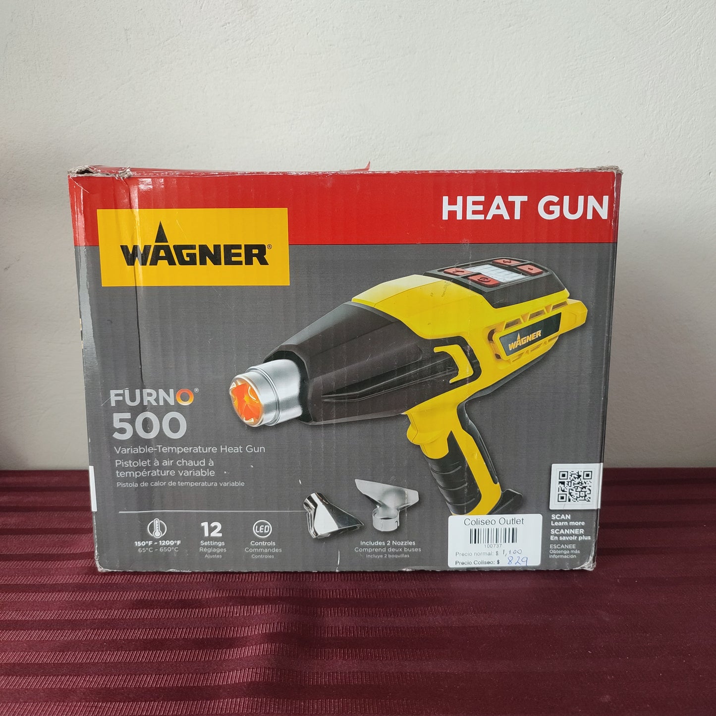 Pistola de calor de temperatura variable 1500 W - Wagner Furno 500 (Nuevo, caja abierta)