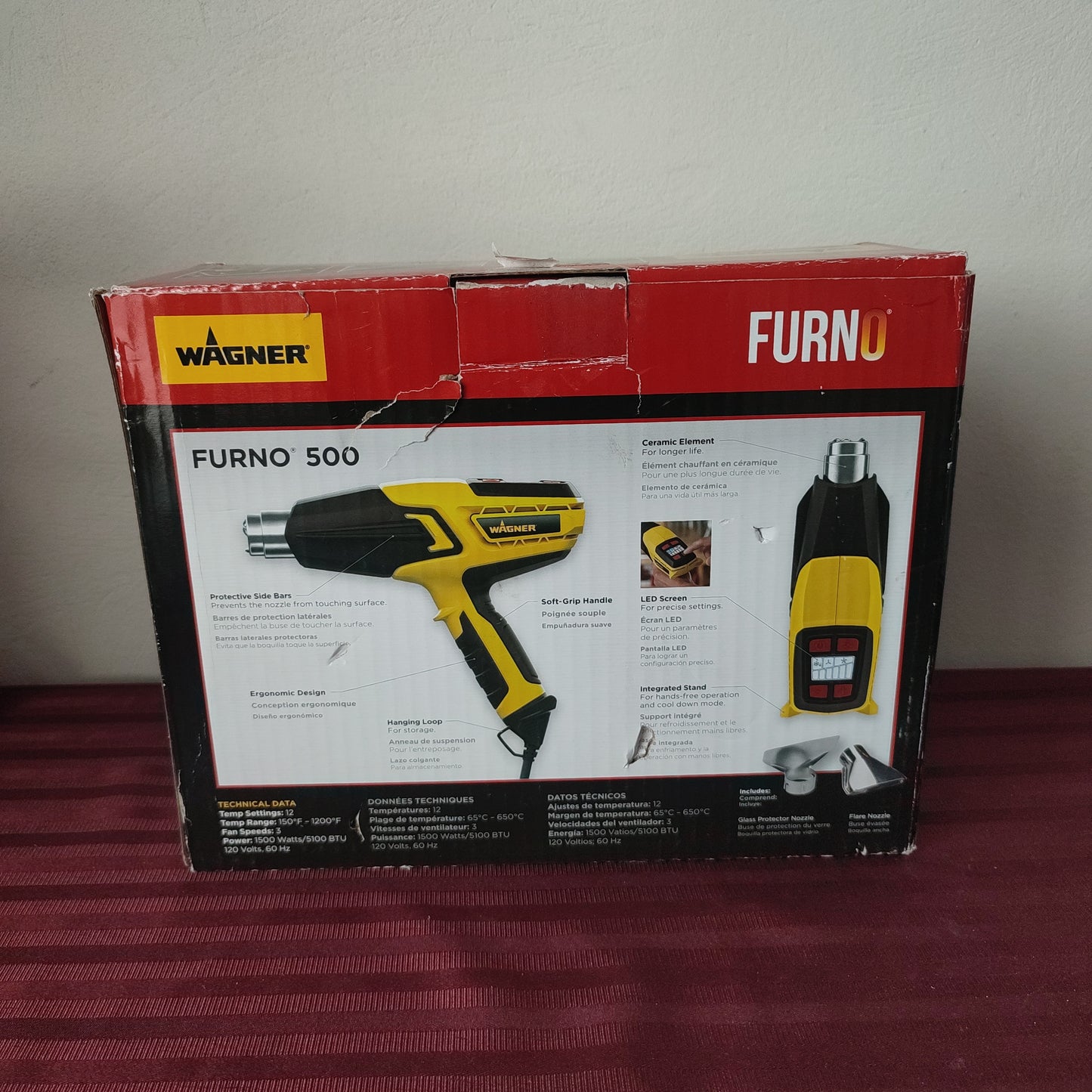 Pistola de calor de temperatura variable 1500 W - Wagner Furno 500 (Nuevo, caja abierta)