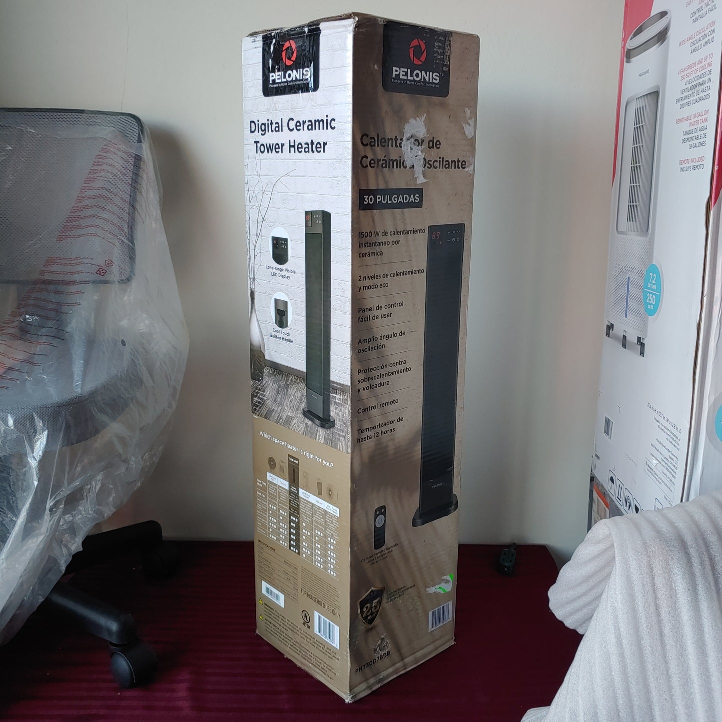 Calefactor cerámico eléctrico de torre digital color negro - Pelonis (Nuevo, caja abierta)