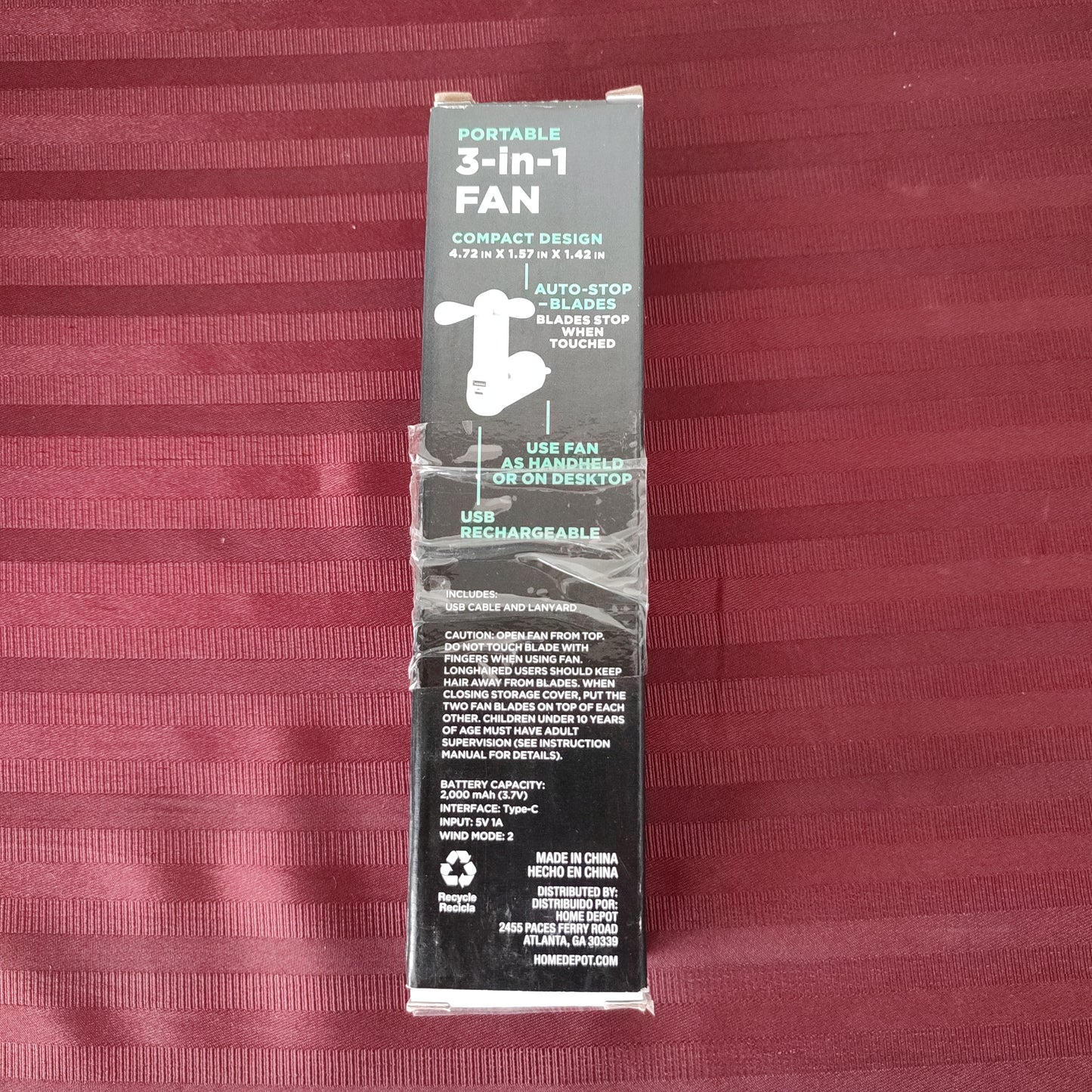 Ventilador de mano portátil 3 en 1, recargable (Nuevo)