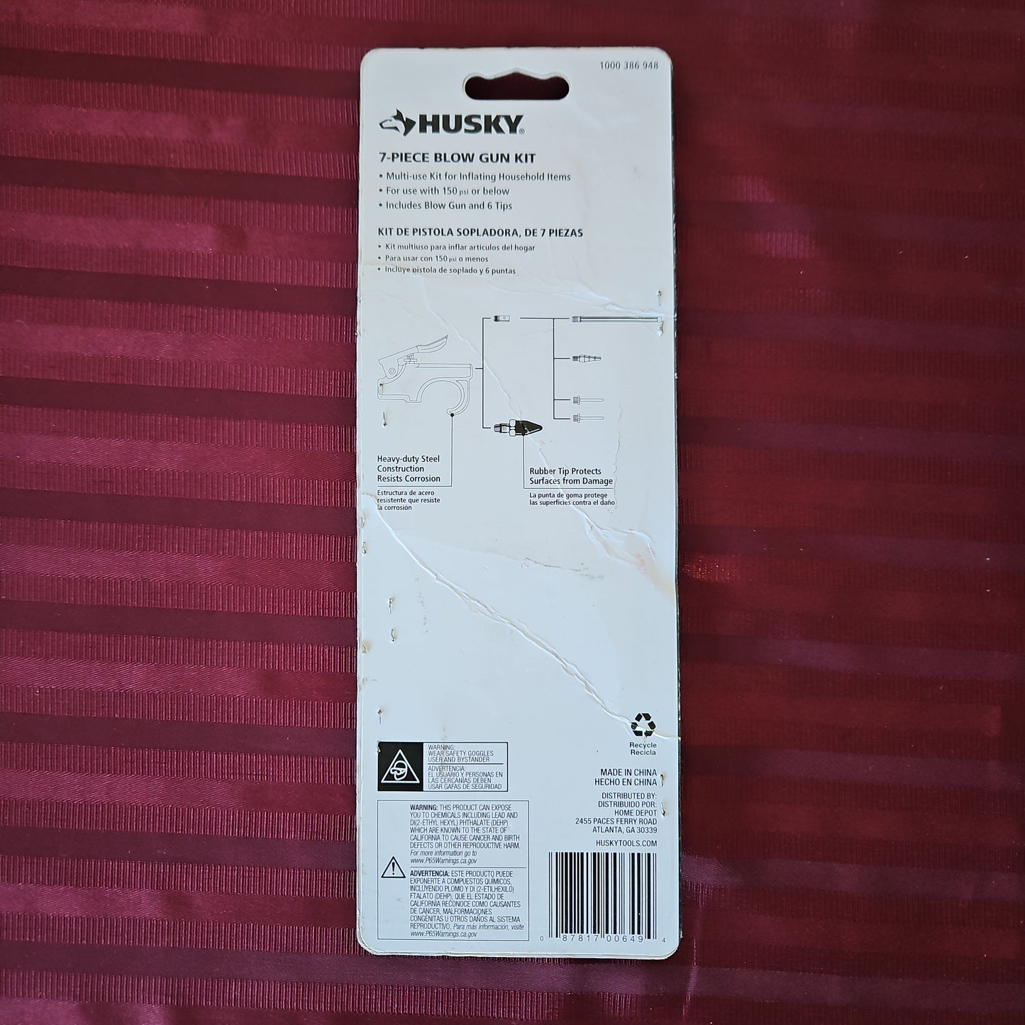 Juego para pistola sopladora de 7 piezas 1/4" - Husky (Nuevo, empaque abierto)