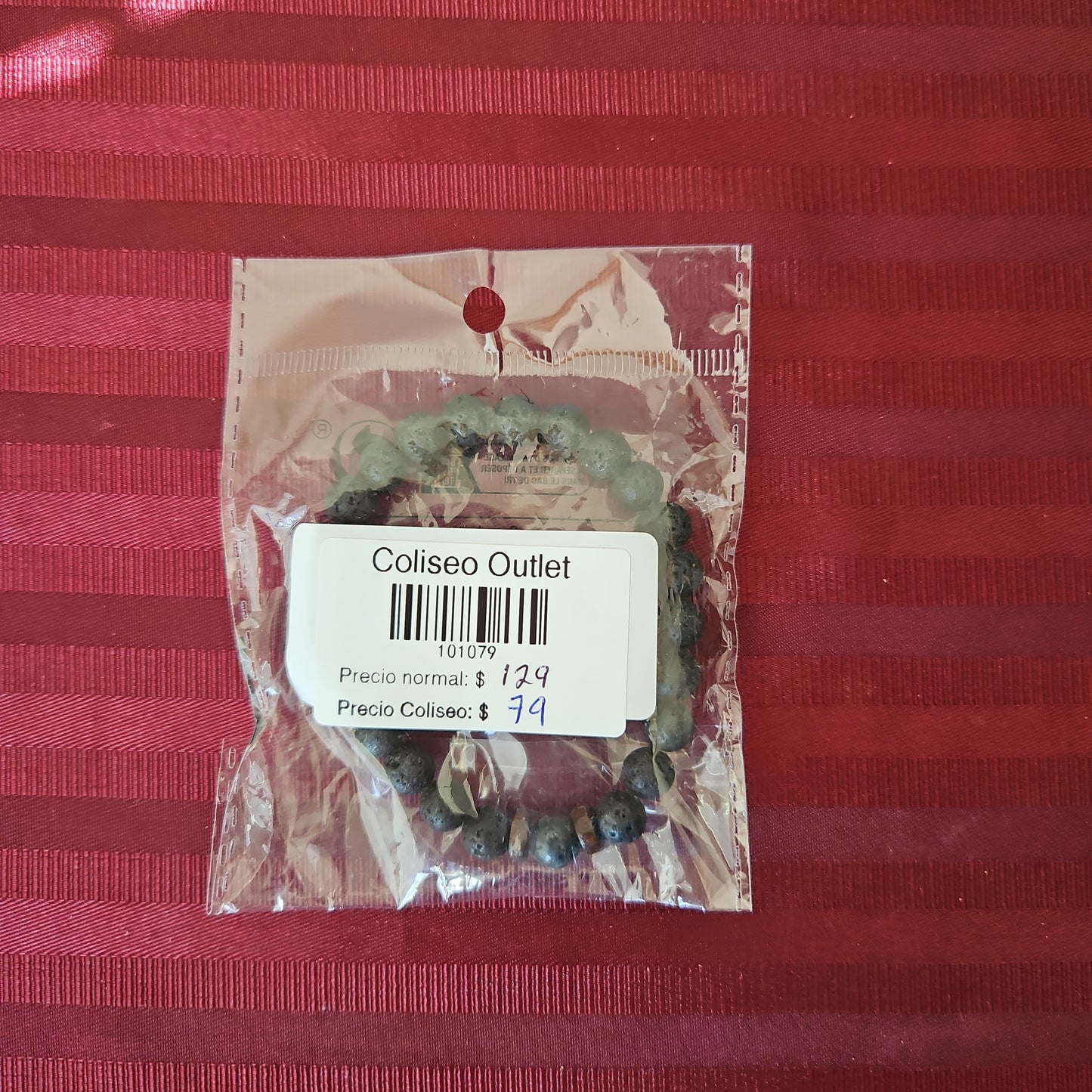 Pulsera de piedras volcánicas con detalles de madera (Nuevo)