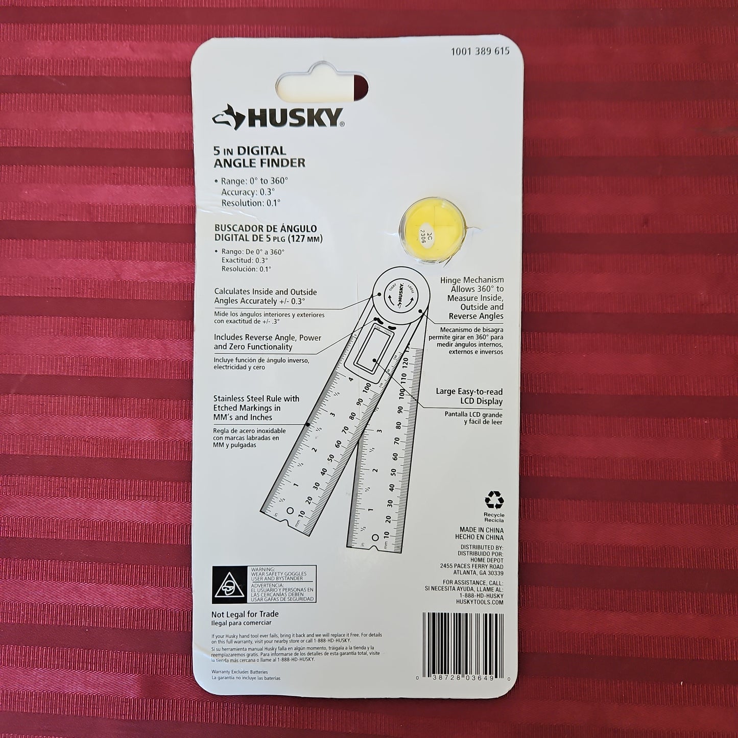 Buscador de ángulo digital de 5" - Husky (Nuevo, empaque abierto)