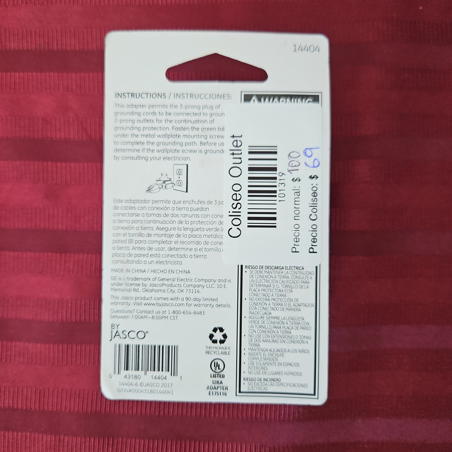 Adaptador de tierra polarizado (Paquete de 2) - General Electric (Nuevo)