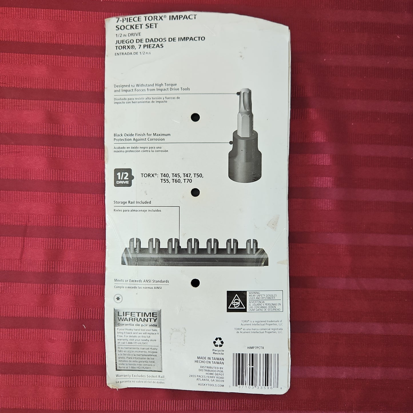 Juego de dados de impacto torx de 7 piezas, 1/2 - Husky (Nuevo, empaque abierto)