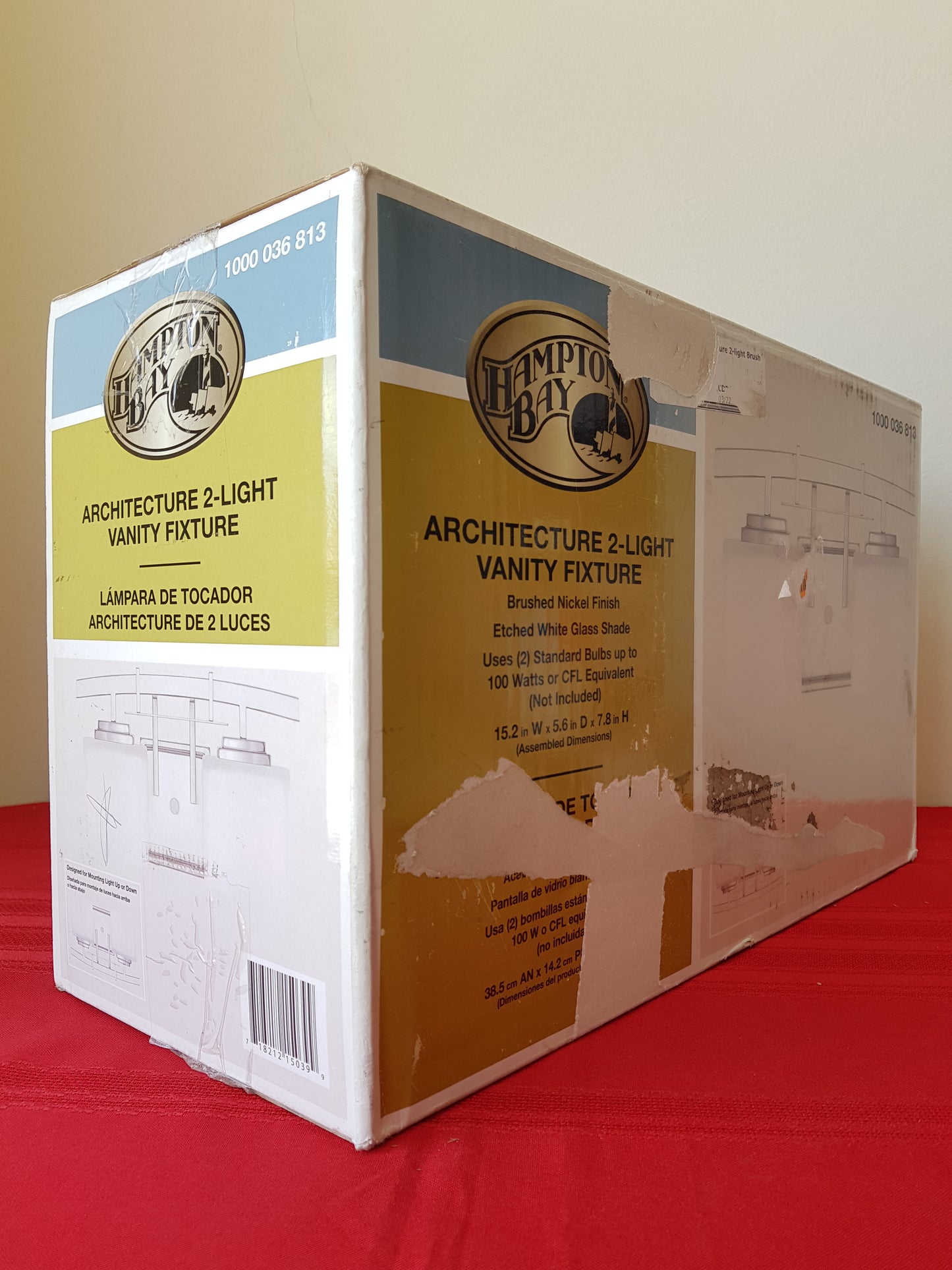 Lámpara de tocador de 2 luces - Hampton Bay Architecture (Nuevo, caja abierta)