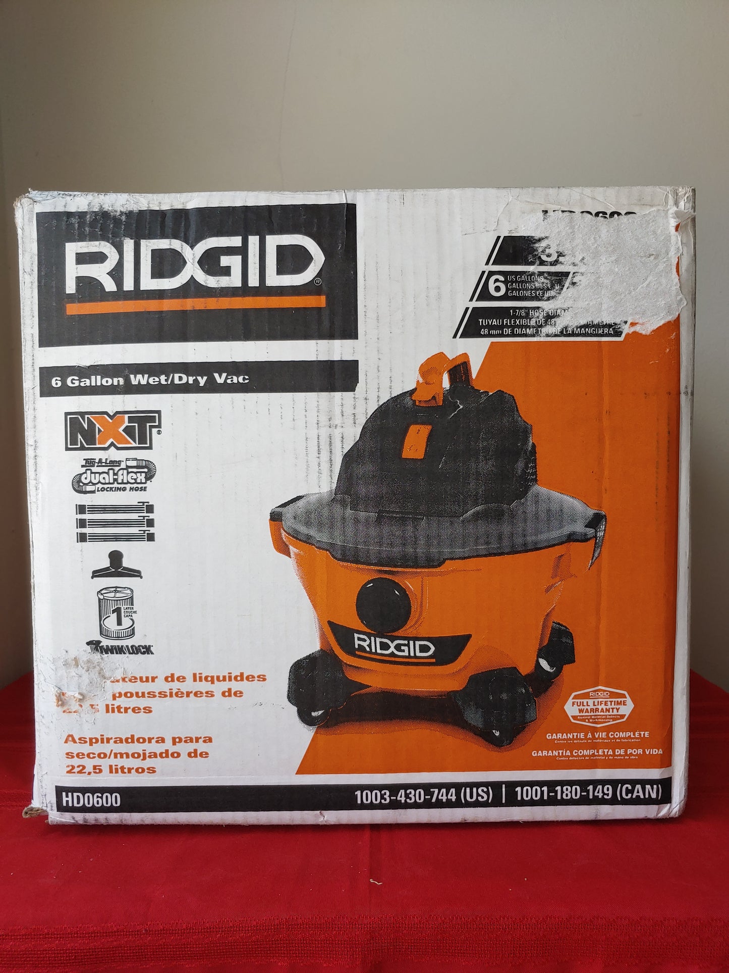 Aspiradora para seco/mojado 3.5 HP de 22.5 litros - Ridgid (Nuevo, caja abierta)