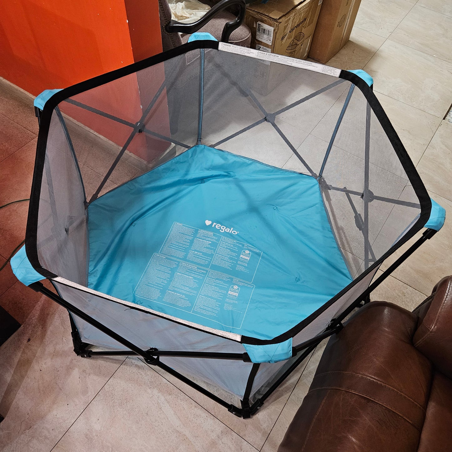 Corral portátil lavable para niños color aqua - Regalo My Play (Seminuevo, un solo uso)