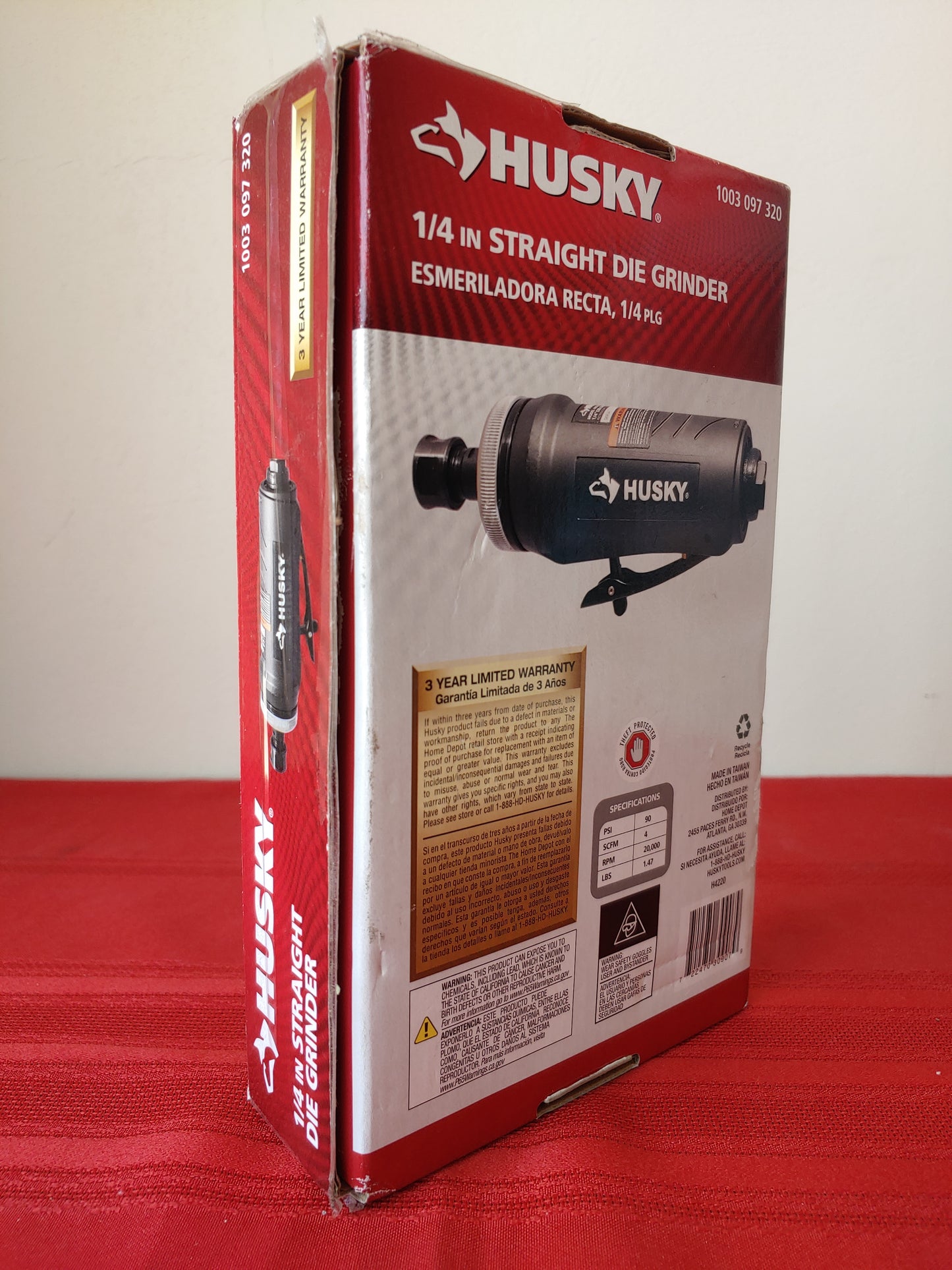 Esmeriladora neumática recta 1/4" - Husky (Nuevo, caja abierta)