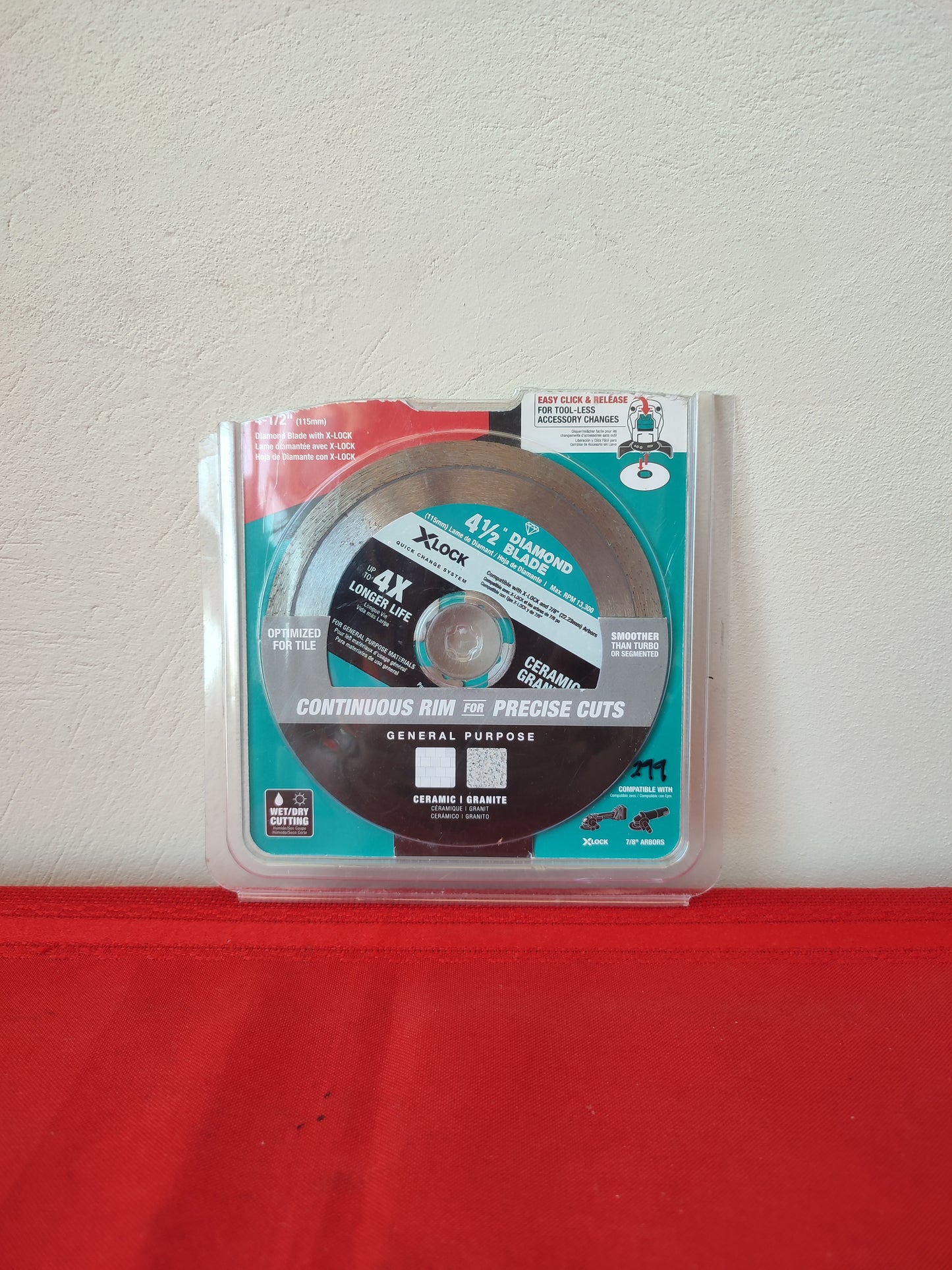 Disco de diamante 4 1/2" para cerámica o granito - Makita (Nuevo, empaque abierto)