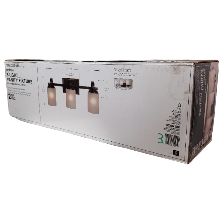 Lámpara de tocador de 3 luces - Hampton Bay Moreno (Nuevo, caja abierta)