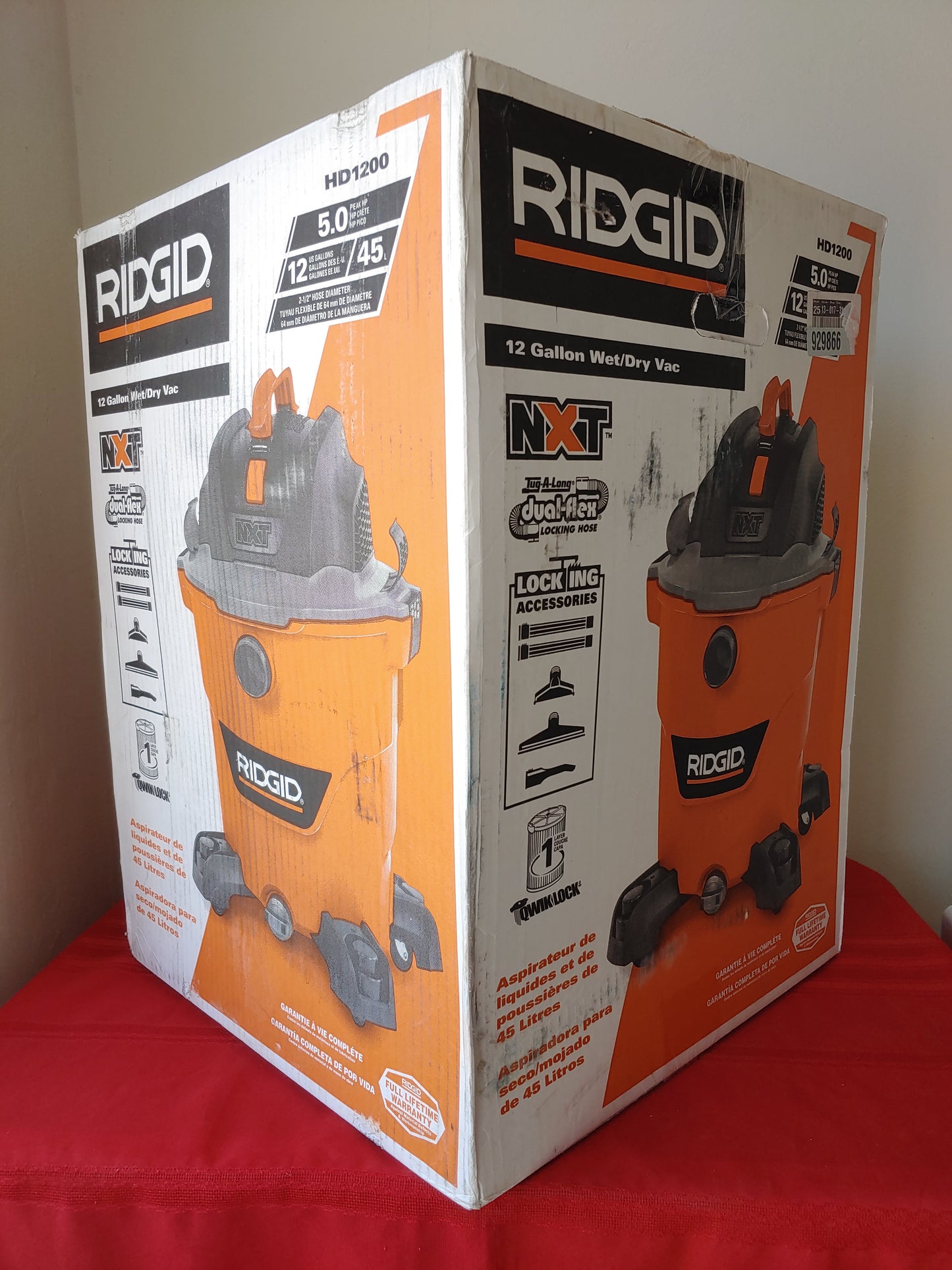 Aspiradora para seco/mojado 5 HP de 45 litros - Ridgid (Nuevo, caja abierta)