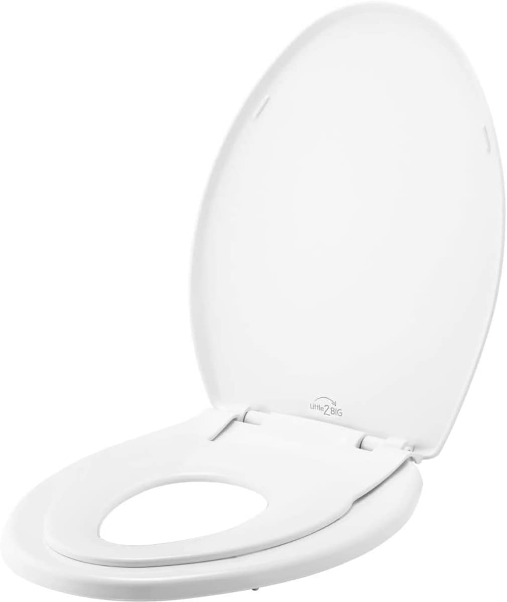 Asiento de inodoro con asiento de entrenamiento integrado - BEMIS Mayfair Little2Big (Nuevo, pequeño detalle estético)