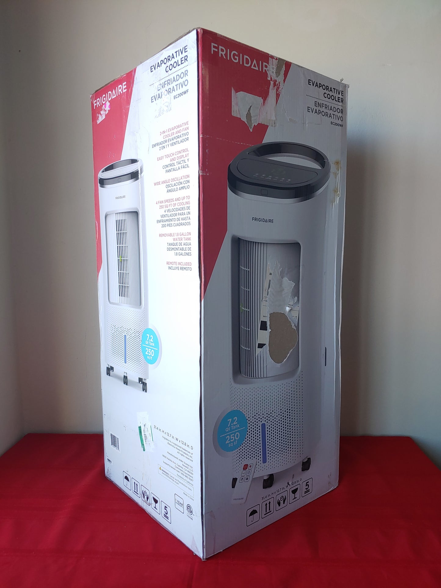 Enfriador de aire evaporativo 6.8L portátil con control remoto 350 CFM - Frigidaire (Nuevo, caja abierta)