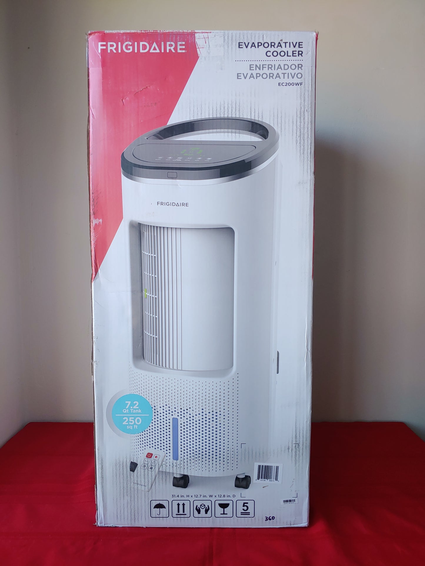 Enfriador de aire evaporativo 6.8L portátil con control remoto 350 CFM - Frigidaire (Nuevo, caja abierta)