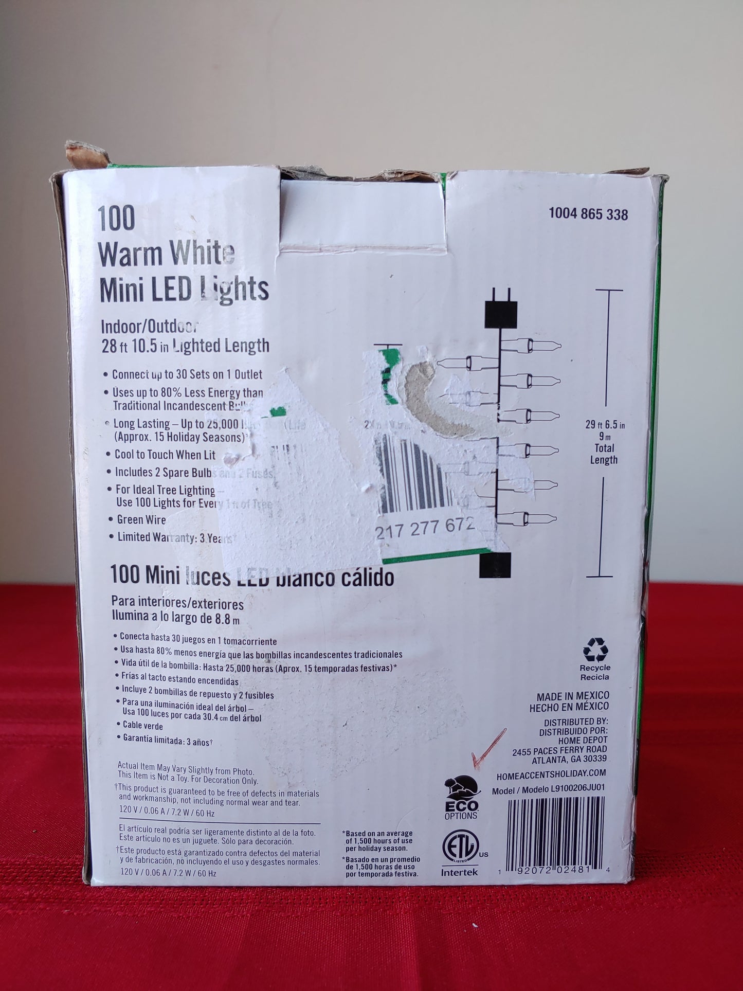 Serie de 100 luces navideñas LED color blanco cálido - Home Accents Holiday (Nuevo, caja abierta)