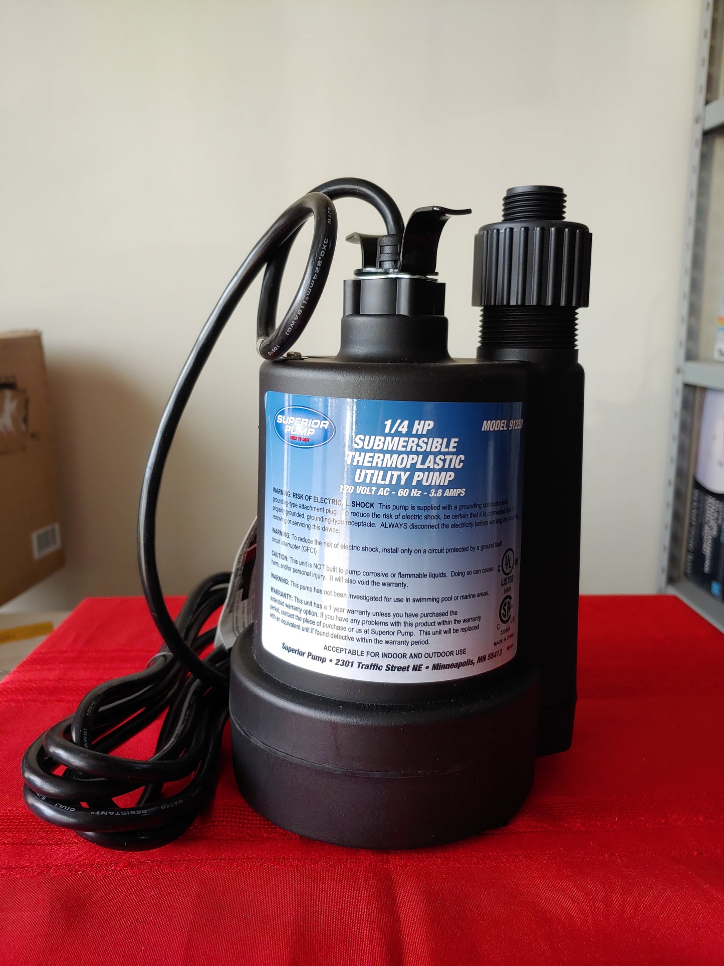 Bomba sumergible portátil de uso general 1/4 HP - Superior Pump (Nuevo, caja abierta)