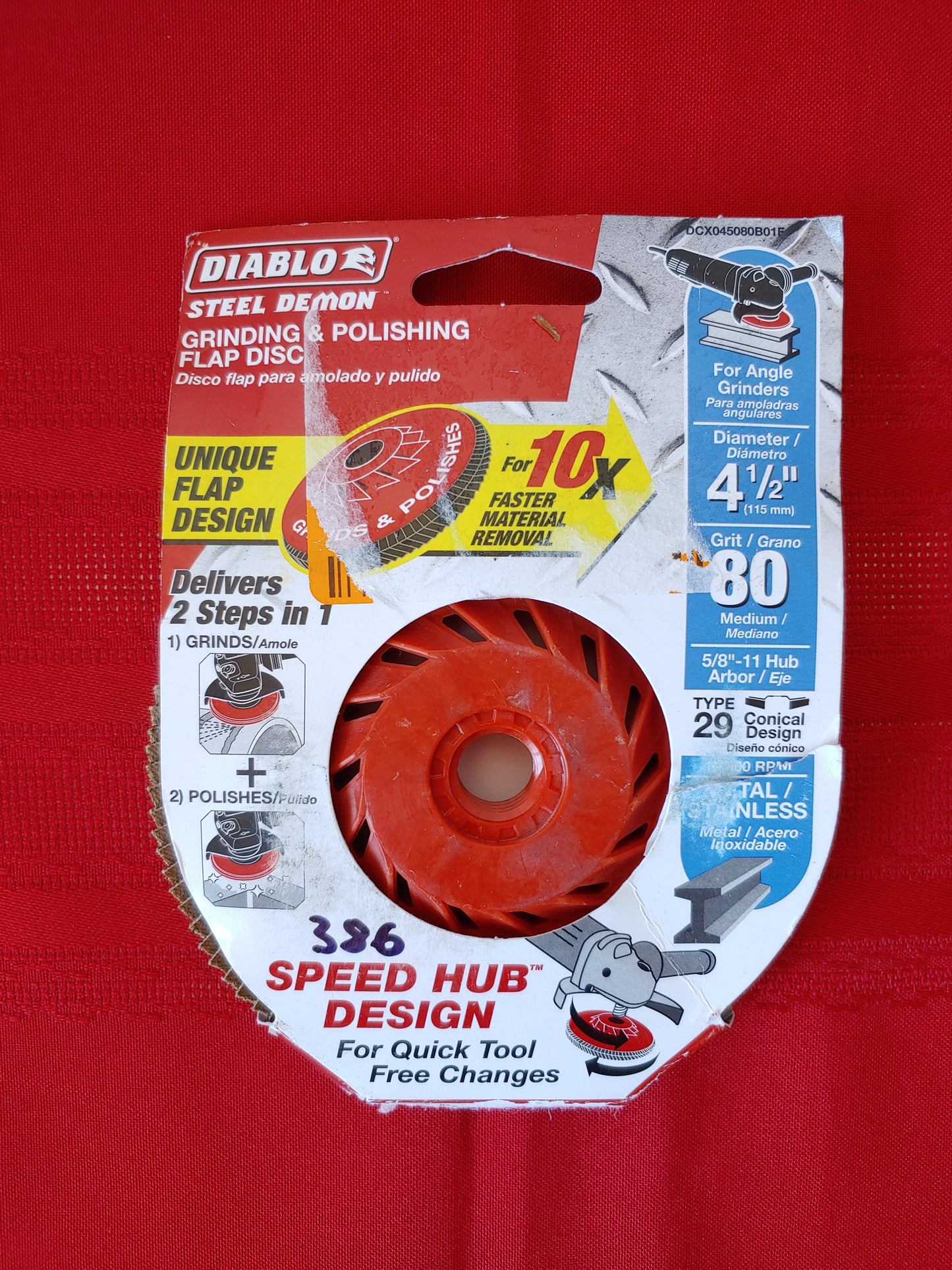 Disco de lija flap 4-1/2" grano 80 - Diablo (Nuevo)