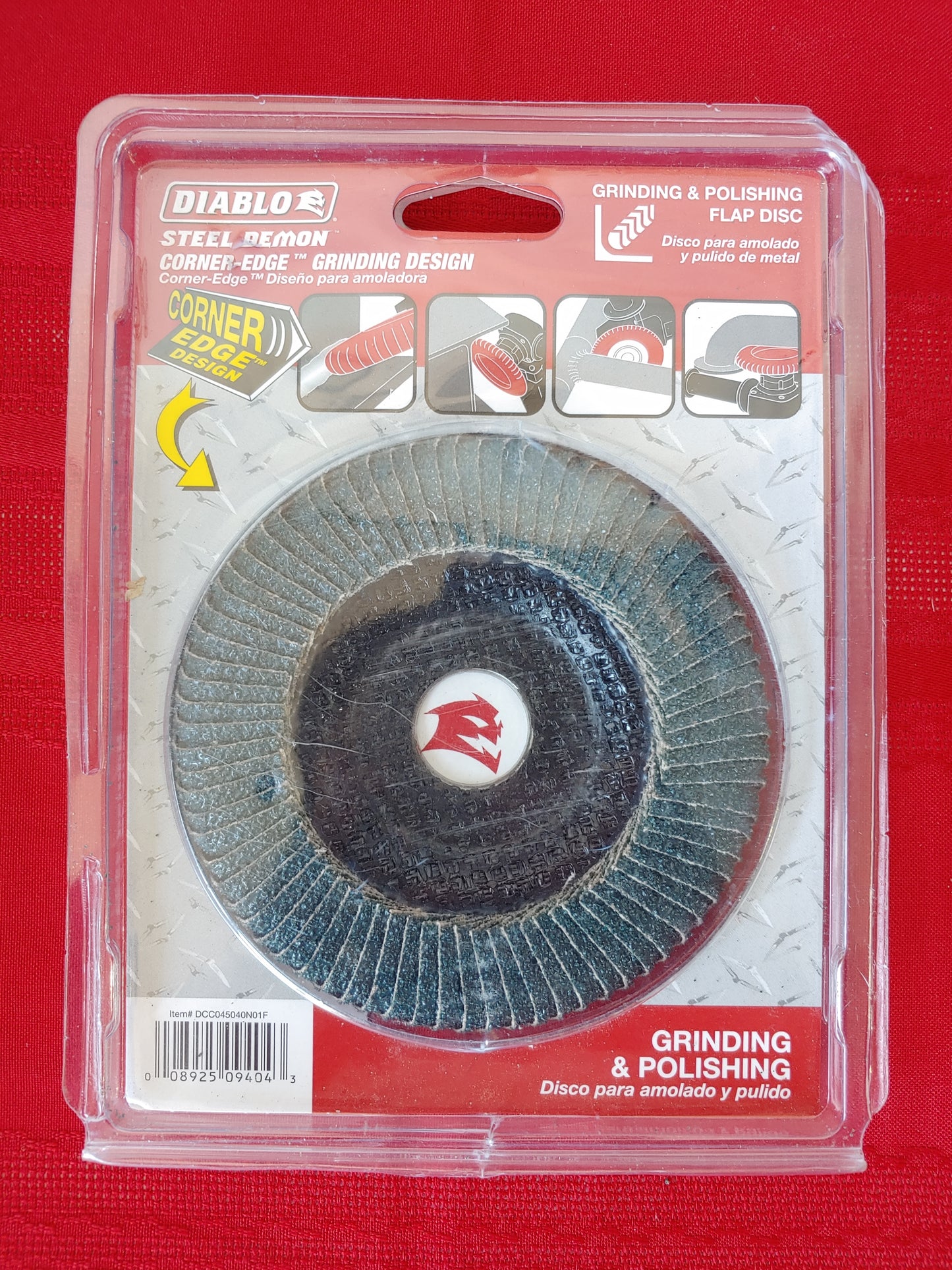 Disco de lija flap 4-1/2" con diseño de filo en las esquinas grano 40 - Diablo (Nuevo)