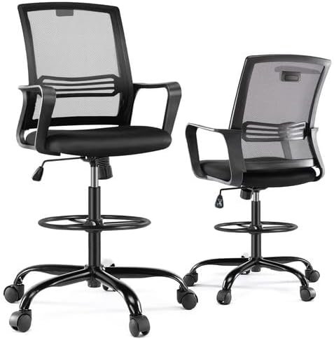 Silla para mostrador con reposabrazos color negro de altura ajustable - (Nuevo, caja abierta)
