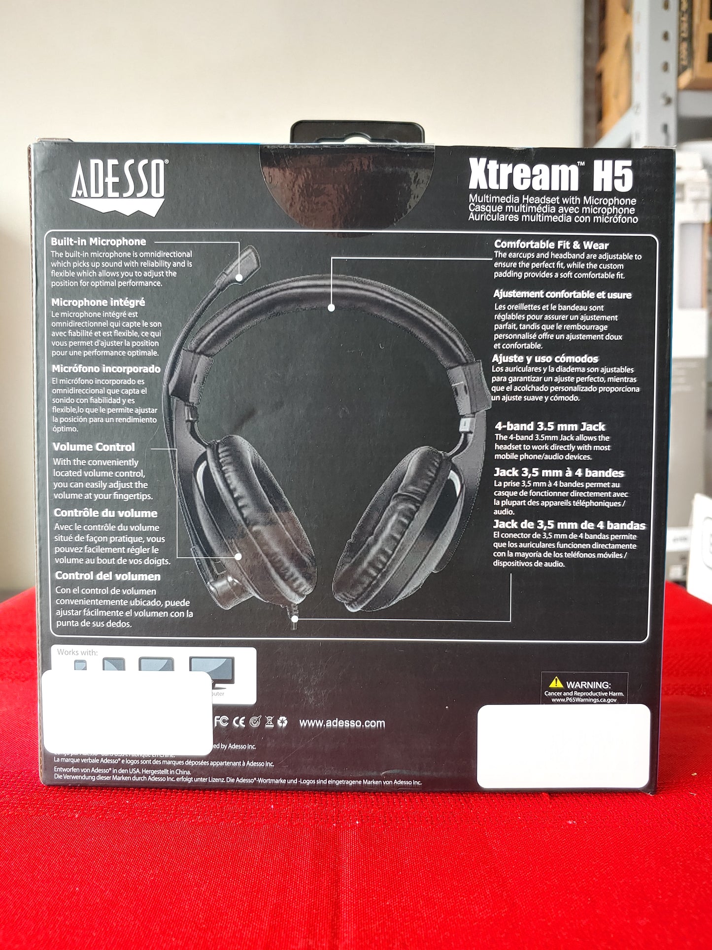 Audífonos multimedia con micrófono Xtream H5 - Adesso (Nuevo, caja abierta)
