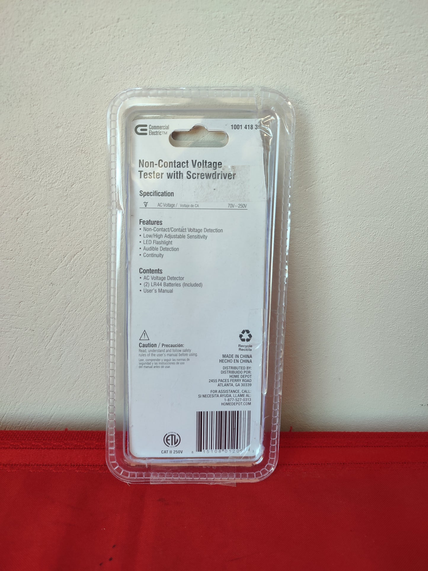 Detector de voltaje sin contacto con destornillador - Commercial Electric (Nuevo, empaque abierto)