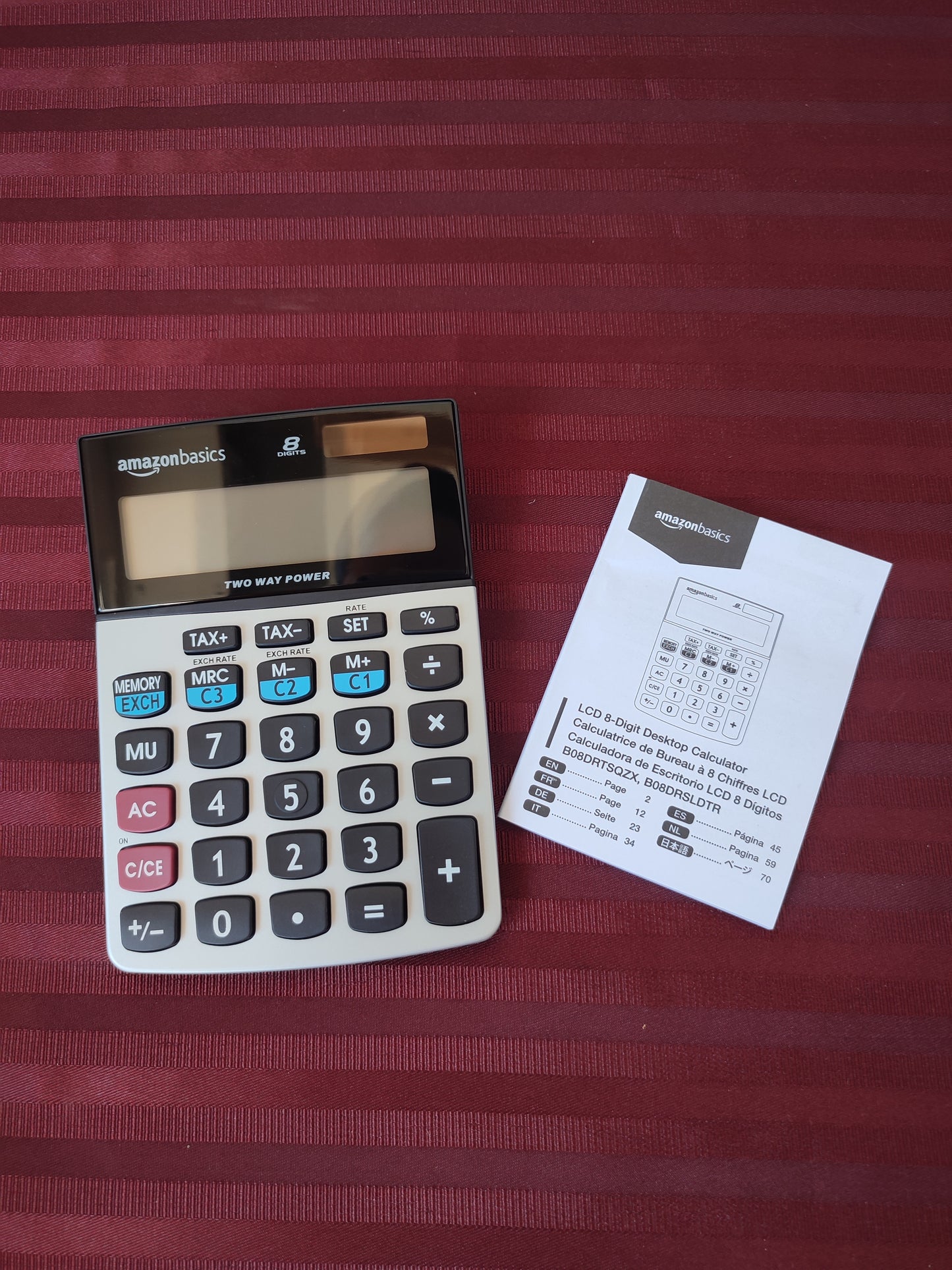 Calculadora de escritorio LCD de 8 dígitos color plateado - Amazon Basics