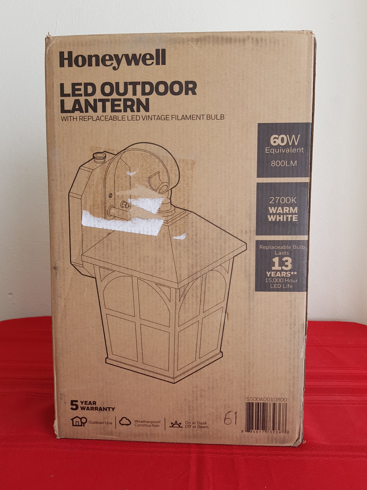 Lámpara tipo farol para exteriores LED - Honeywell (Nuevo, caja abierta)