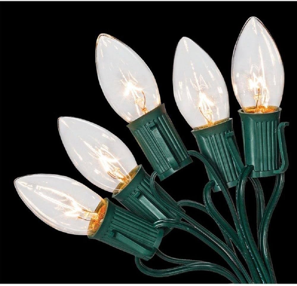 Serie de 25 luces navideñas C9 incandescentes color blanco cálido para exterior - Home Accents Holiday (Nuevo, caja abierta)