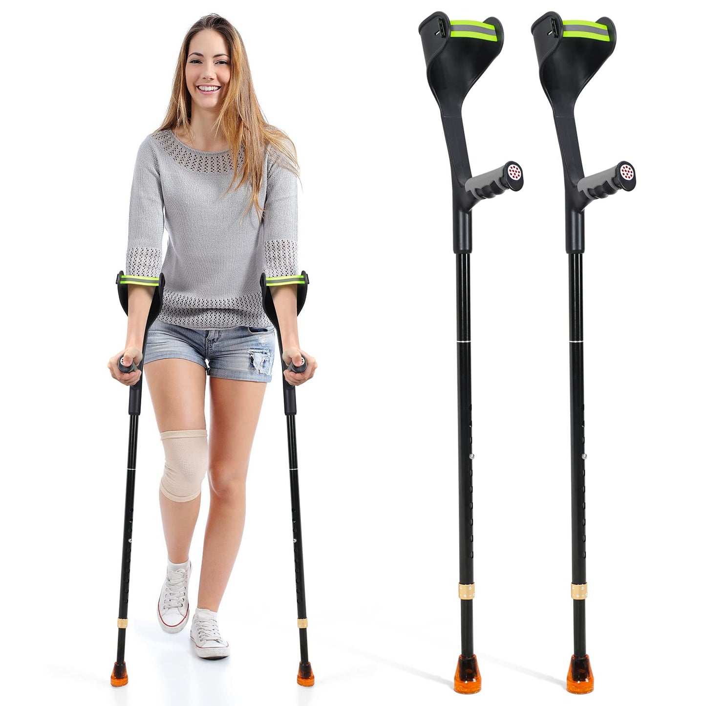 Par de muletas plegables para antebrazo color negro - ELorgzem (Nuevo)