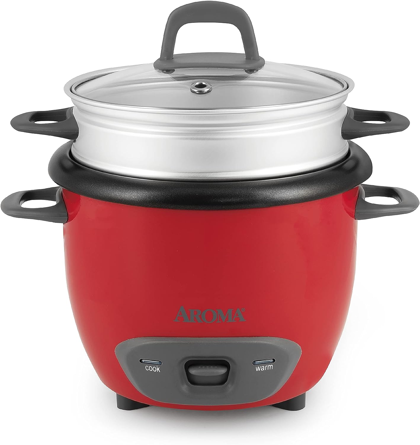 Arrocera y vaporera color rojo de 6 tazas de arroz cocido - Aroma (Nuevo, caja abierta)