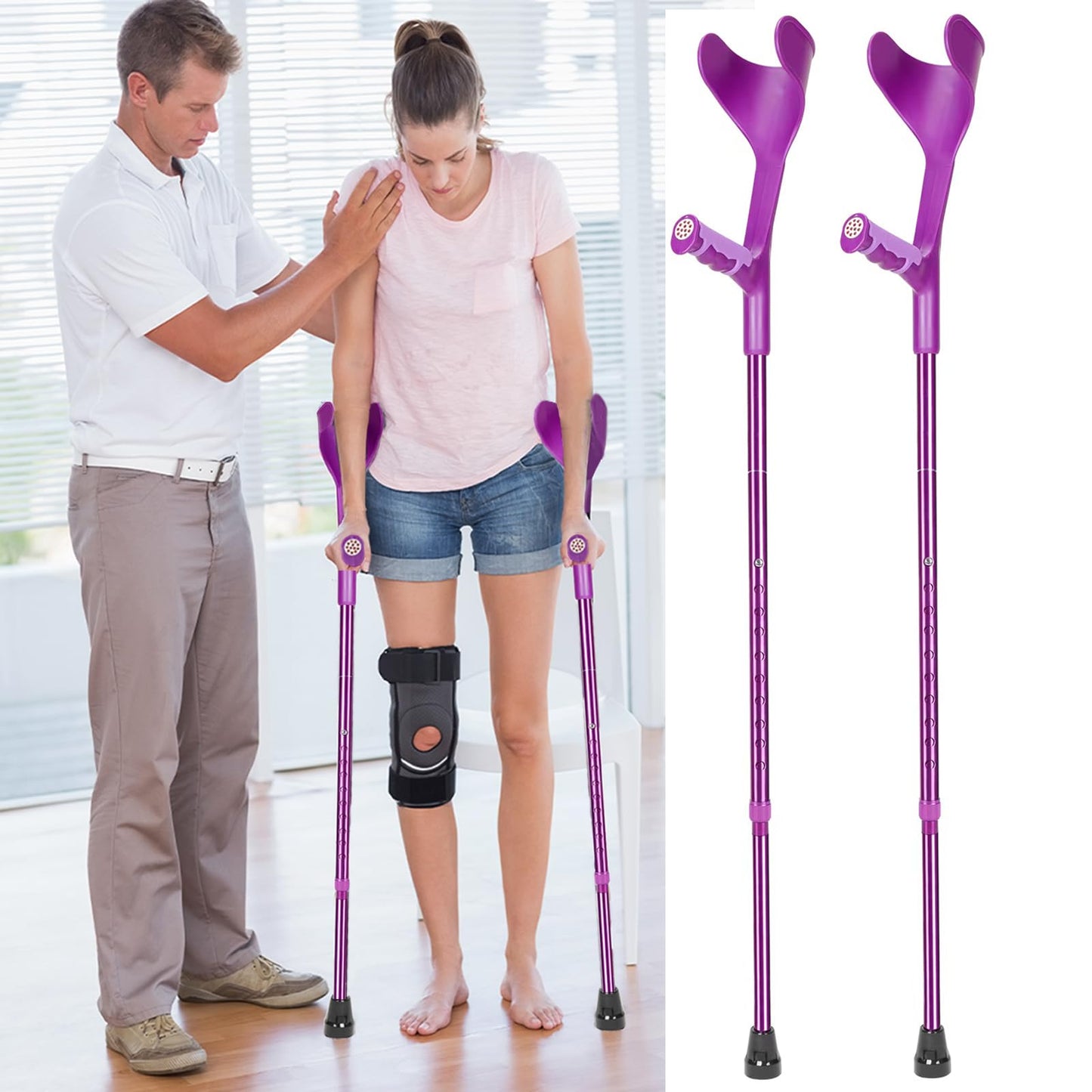 Par de muletas plegables para antebrazo color morado - antdvao (Nuevo)