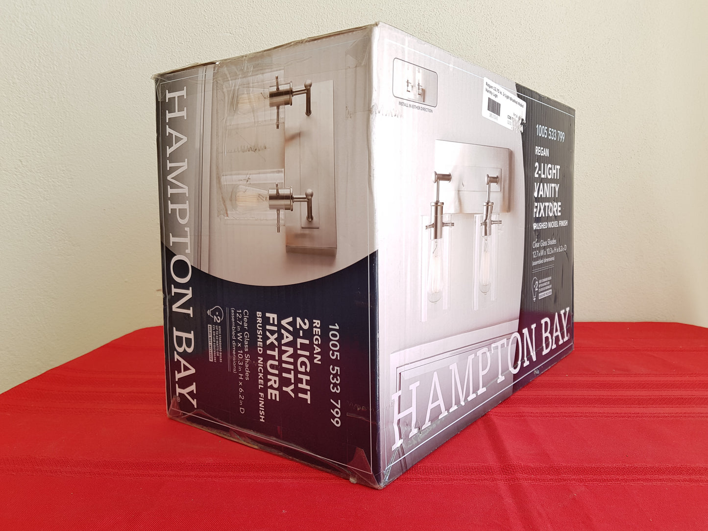 Lámpara de tocador de 2 luces - Hampton Bay Regan (Nuevo, caja abierta)