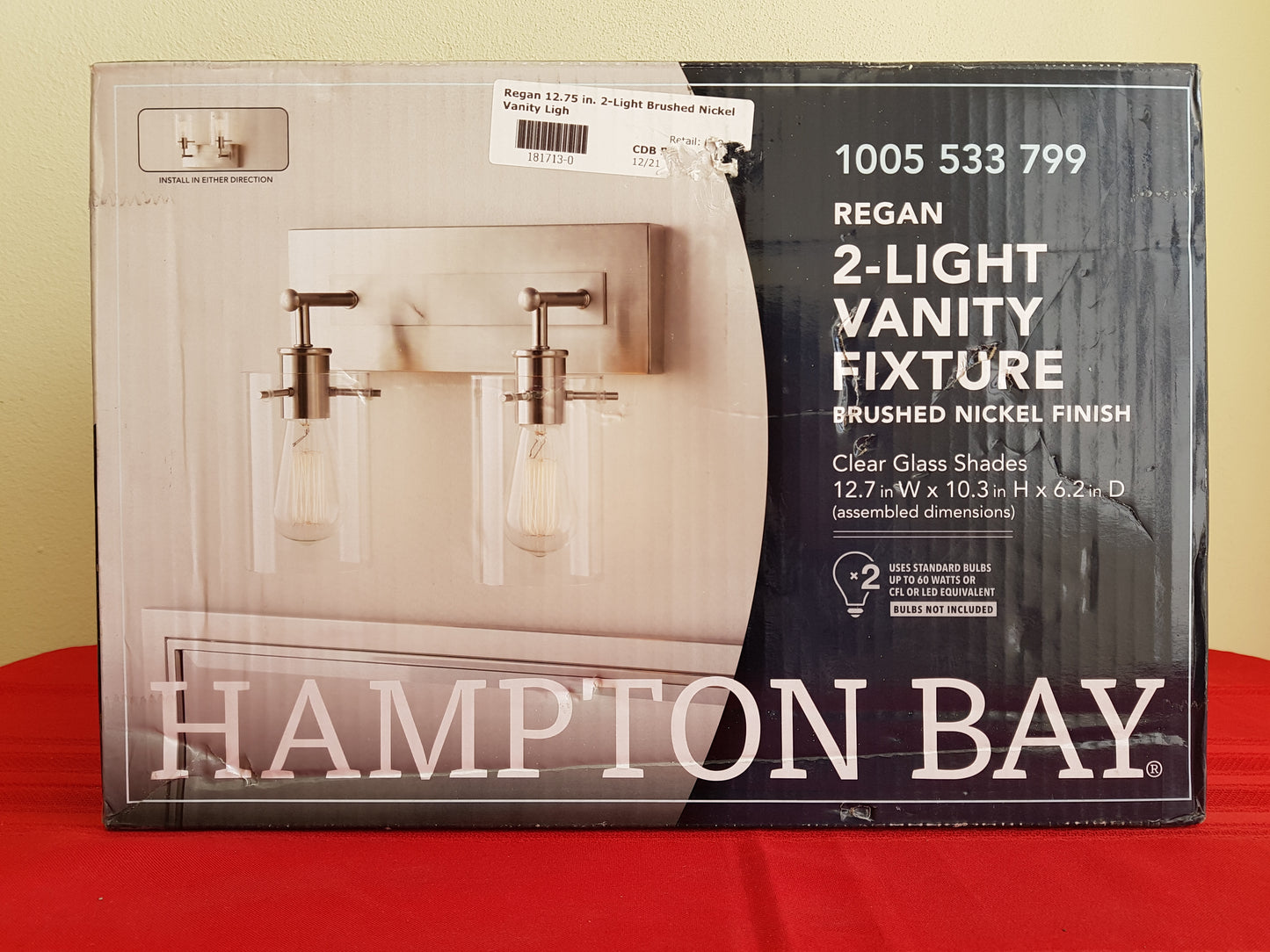 Lámpara de tocador de 2 luces - Hampton Bay Regan (Nuevo, caja abierta)