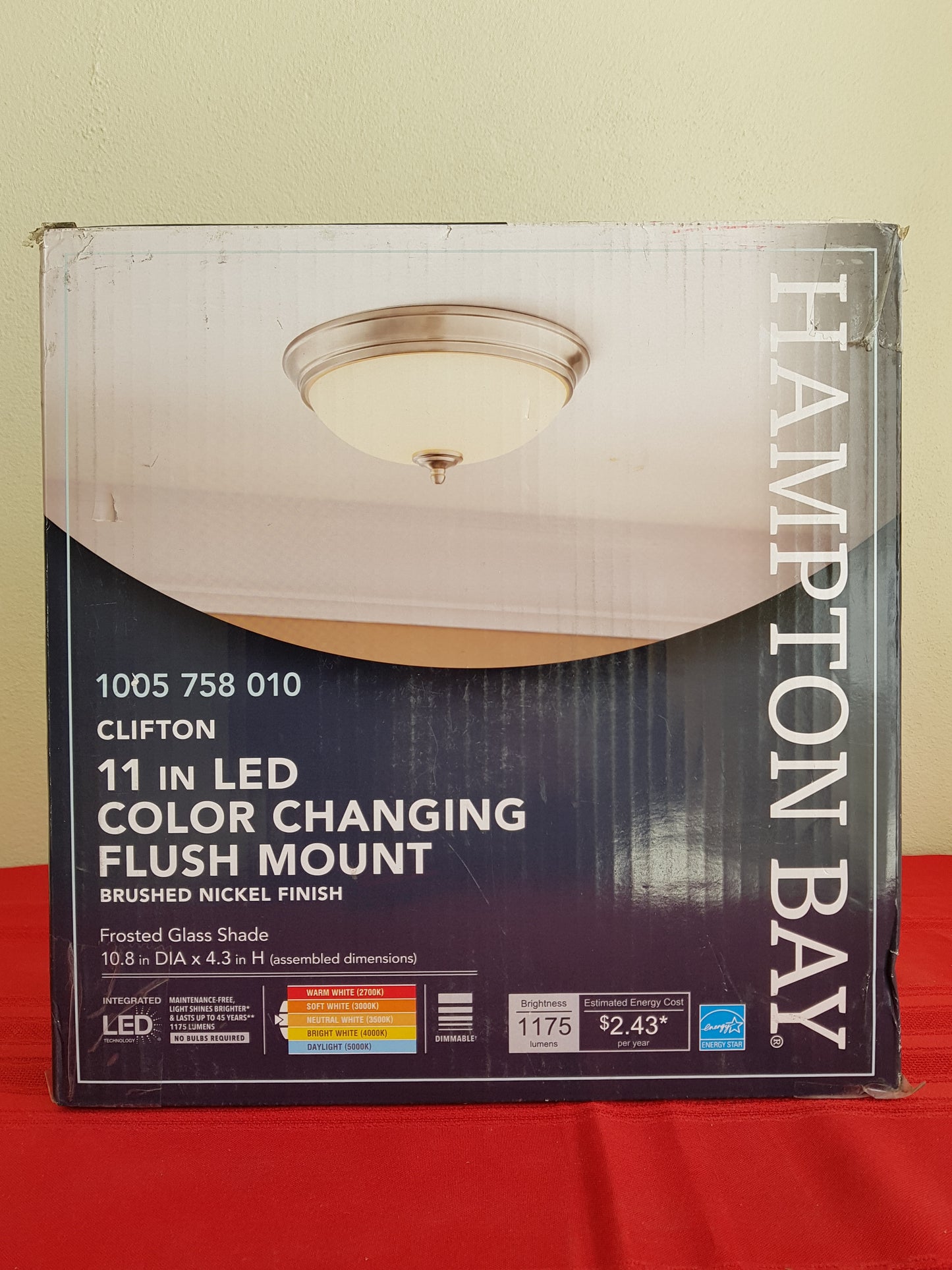 Lámpara de techo LED - Hampton Bay Clifton (Nuevo, caja abierta)