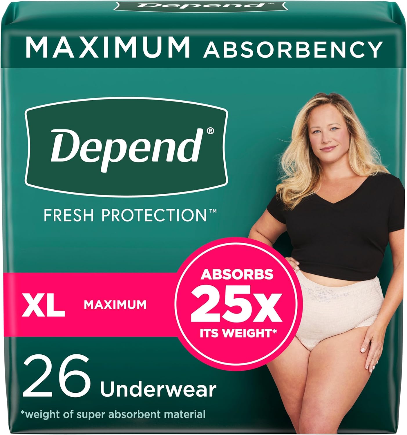 Pañales para mujer 26 piezas talla XL - Depend (Nuevo)
