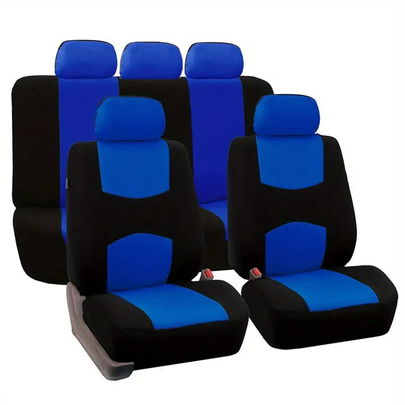 Juego de cubreasientos universal para asientos delanteros y traseros color negro con azul - Auto Plus (Nuevo)