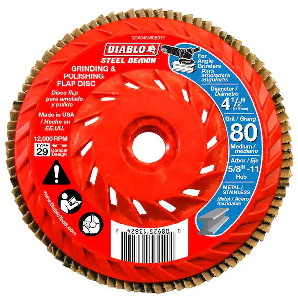 Disco de lija flap 4-1/2" grano 80 - Diablo (Nuevo)