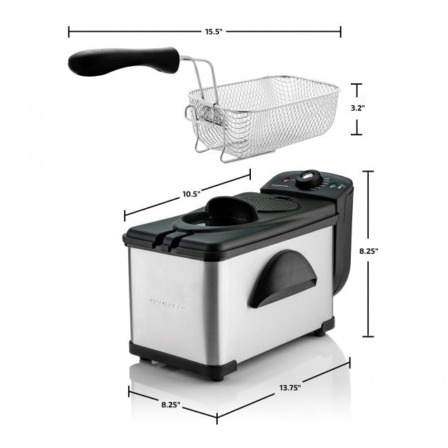 Freidora de aceite de 2 litros de acero inoxidable - OVENTE (Nuevo, caja abierta)