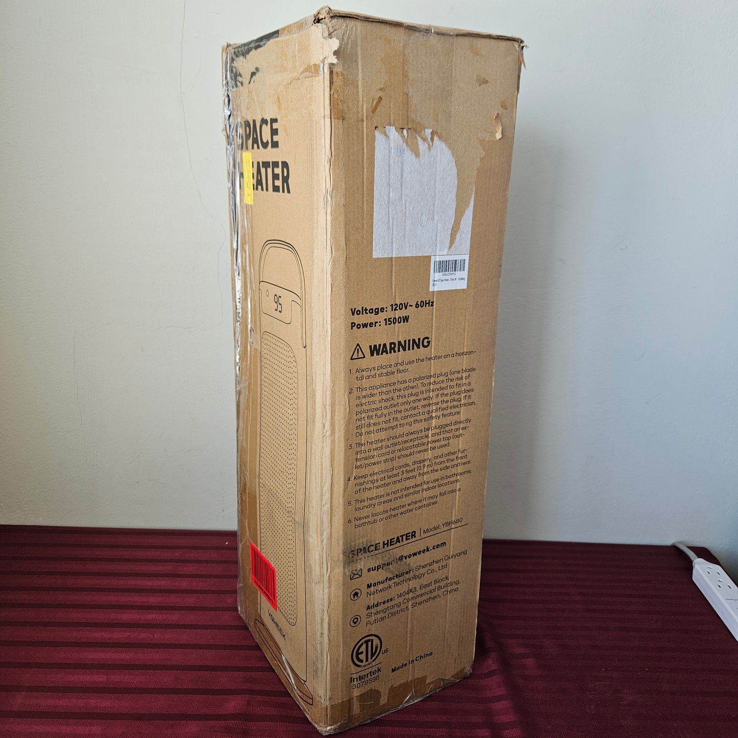 Calefactor eléctrico portátil de torre 24" digital color negro - Voweek (Nuevo, caja abierta)