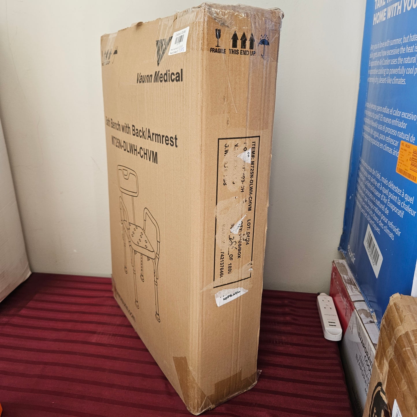 Silla de ducha asiento de baño con brazos acolchados - Vaunn Medical (Nuevo, caja abierta)