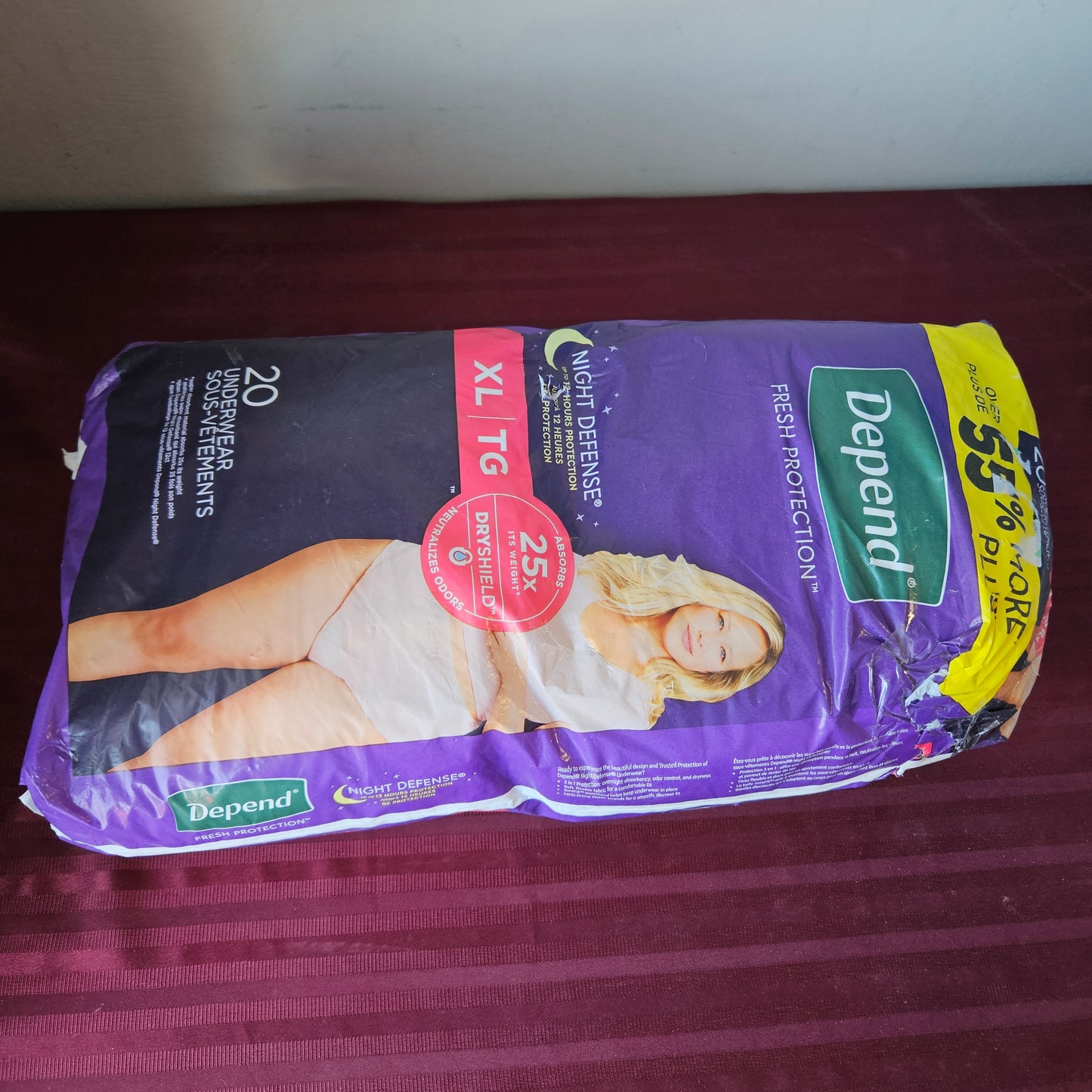 Pañales para mujer 20 piezas talla XL - Depend (Nuevo)