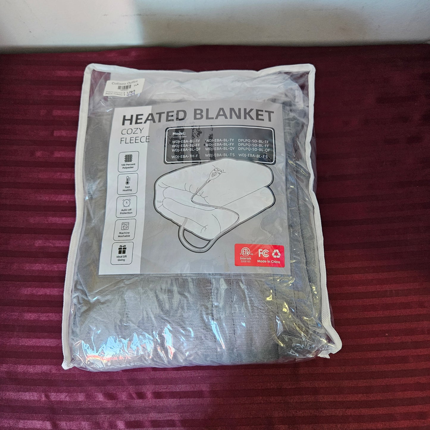 Manta térmica eléctrica matrimonial color gris (72" x 84") - Sunny Heat (Nuevo)