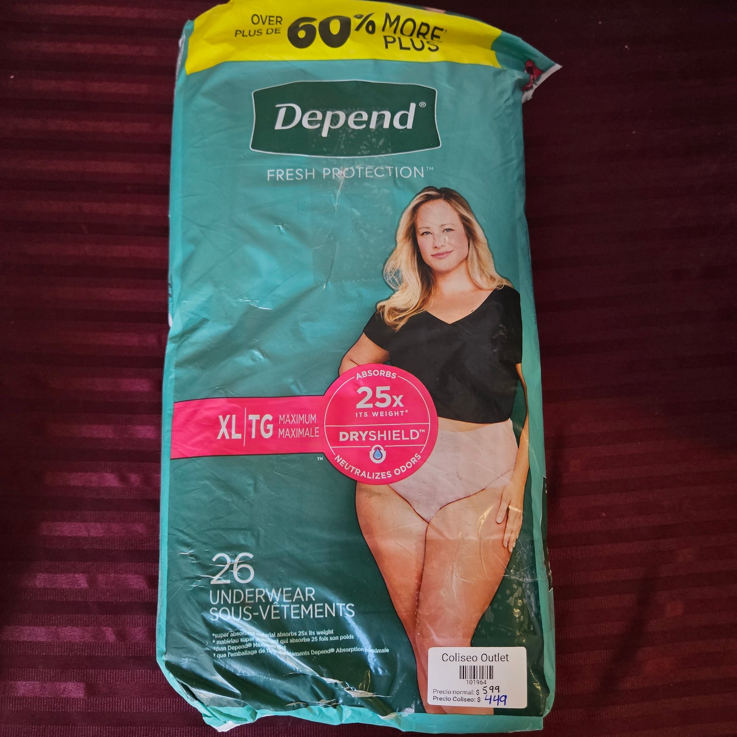 Pañales para mujer 26 piezas talla XL - Depend (Nuevo)