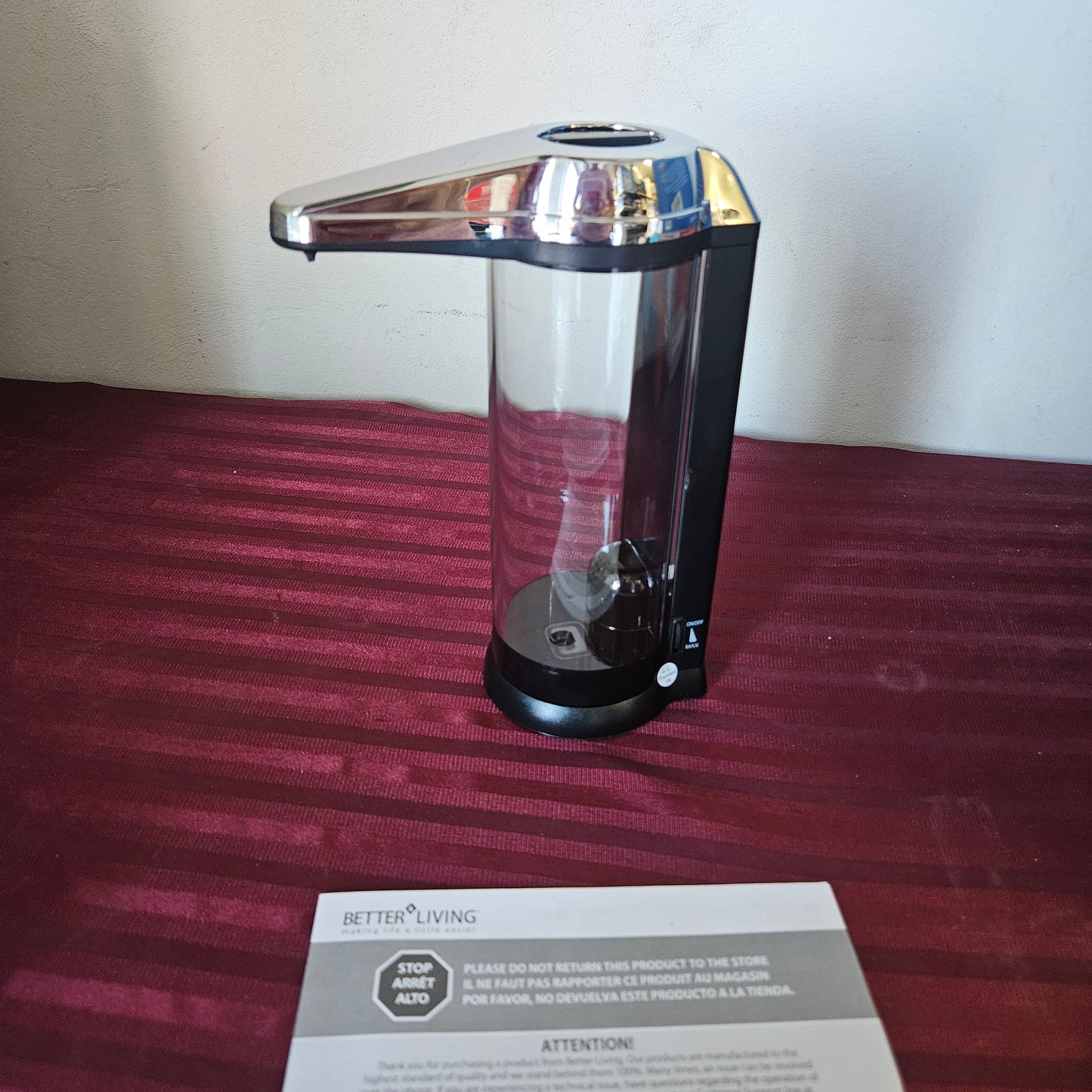 Dispensador de jabón/gel antibacterial automático sin tacto - Better Living (Nuevo)